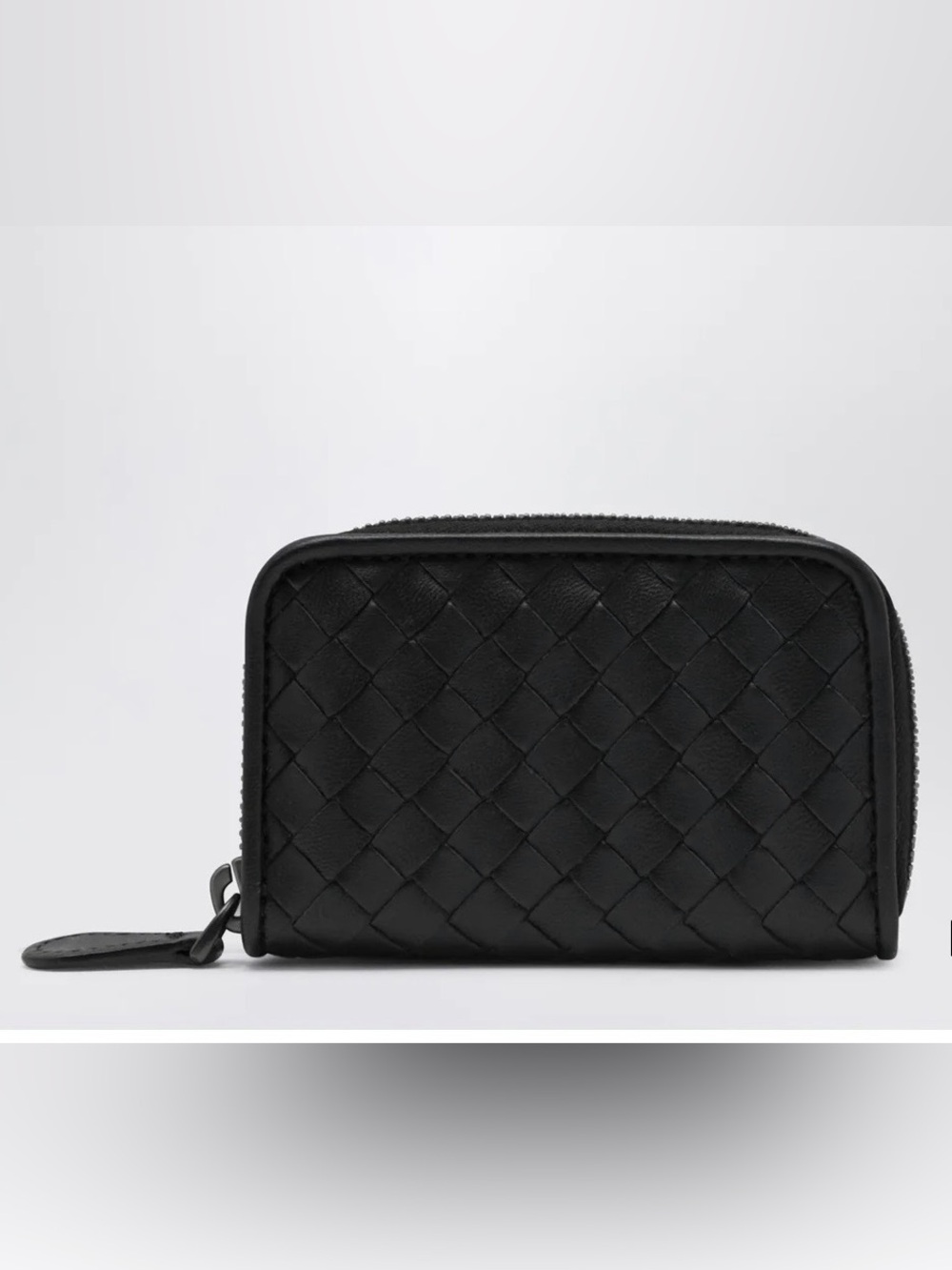 Bottega Veneta Black Intrecciato Zip-Around Wallet